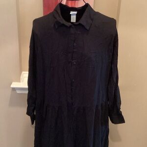 H&M Black Long Button-Up Tunic